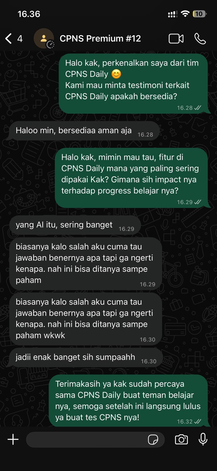 Chat WhatsApp member: Bukan cuma tahu jawabannya, tapi paham kenapa